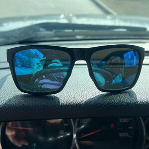 Sporty Black and Blue Sunglasses with Modern Frame and Vibrant Lenses